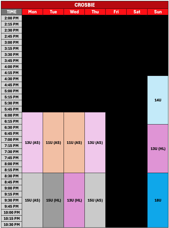 2026 Crosbie Field Schedule